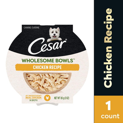(2 Pack) Wholesome Bowls Chicken Recipe Broth Wet Dog Food - 3 Oz Bowl - Complete and Balanced Nutrition Served As A Meal Or A Special Treat