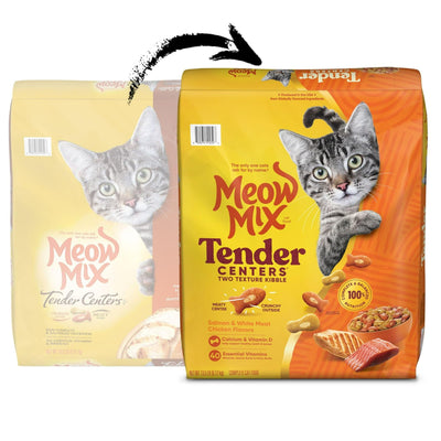 Tender Centers Dry Cat Food - Salmon & White Meat Chicken Flavors - Meaty Inside Crunchy Outside - 40 Essential Vitamins, Minerals, Amino Acids and Fatty Acids - 13.5 Pound Bag