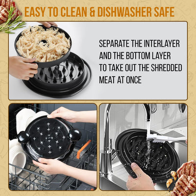 Trase A Chicken Shredder Tool Twist with Tongs & Cleaning Brush|Meat Shredder with Transparent Lid with Anti Slip Base