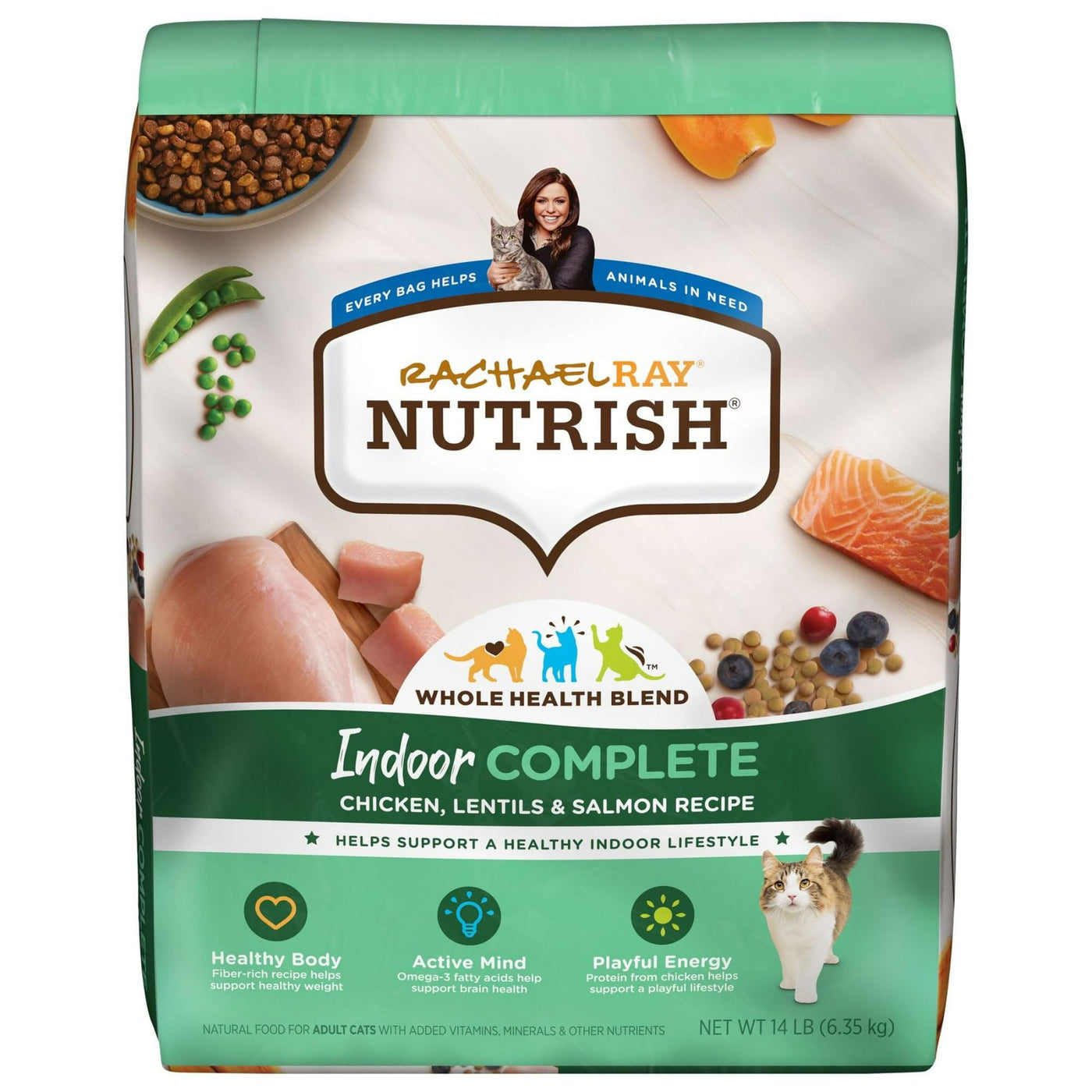 Trase A Complete Chicken, Lentils & Salmon Recipe Dry Cat Food - Omega 3 Fatty Acids to Help Support an Active Mind - 14 lb. Bag