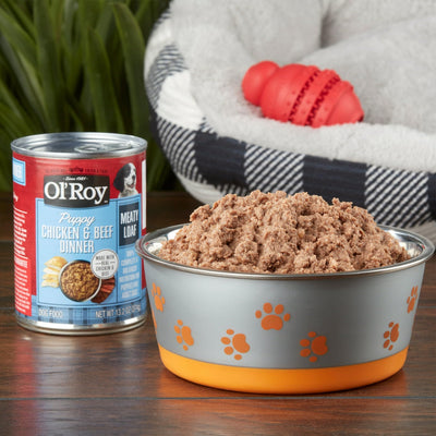 (4 Pack) Chicken & Beef Dinner Meaty Loaf Wet Dog Food for Puppies, Grain Free - 13.2 Oz Can - Great Tasting Chicken and Beef Flavor Encourages Healthy Appetite