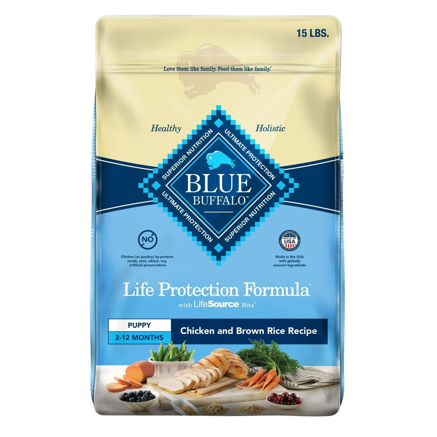 Trase A Life Protection Formula Puppy Dry Dog Food with DHA and ARA - Made with Natural Ingredients - Chicken & Brown Rice - 15 lbs.