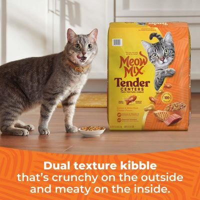 Tender Centers Dry Cat Food - Salmon & White Meat Chicken Flavors - Meaty Inside Crunchy Outside - 40 Essential Vitamins, Minerals, Amino Acids and Fatty Acids - 13.5 Pound Bag