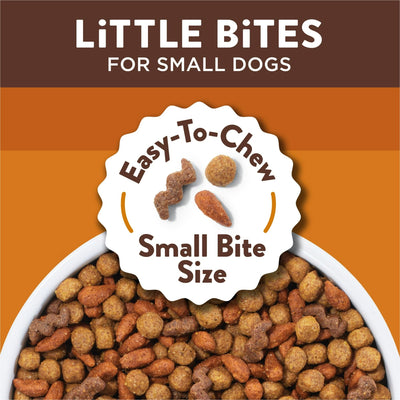 Little Bites with Real Chicken and Beef Dry Dog Food Small Breed Recipe - Crunchy Kibble Blend Helps Clean Dog Teeth - 4 lb Bag
