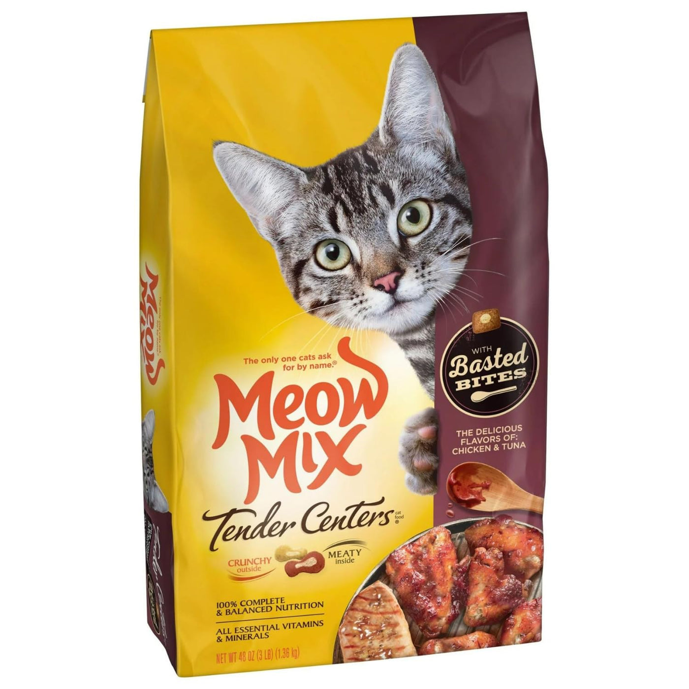 Tender Centers with Basted Bites, Chicken and Tuna Flavored Dry Cat Food, 3-Pound, Crunchy Outside Meaty Inside