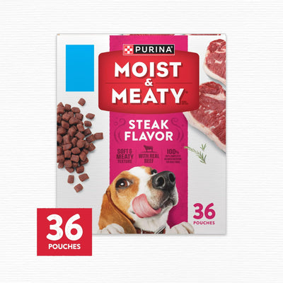 Trase A Dry Dog Food - High Protein Steak Flavor with Real Beef - Adult Dog Food Nutrition - 6 oz Pouches (36 Pack)