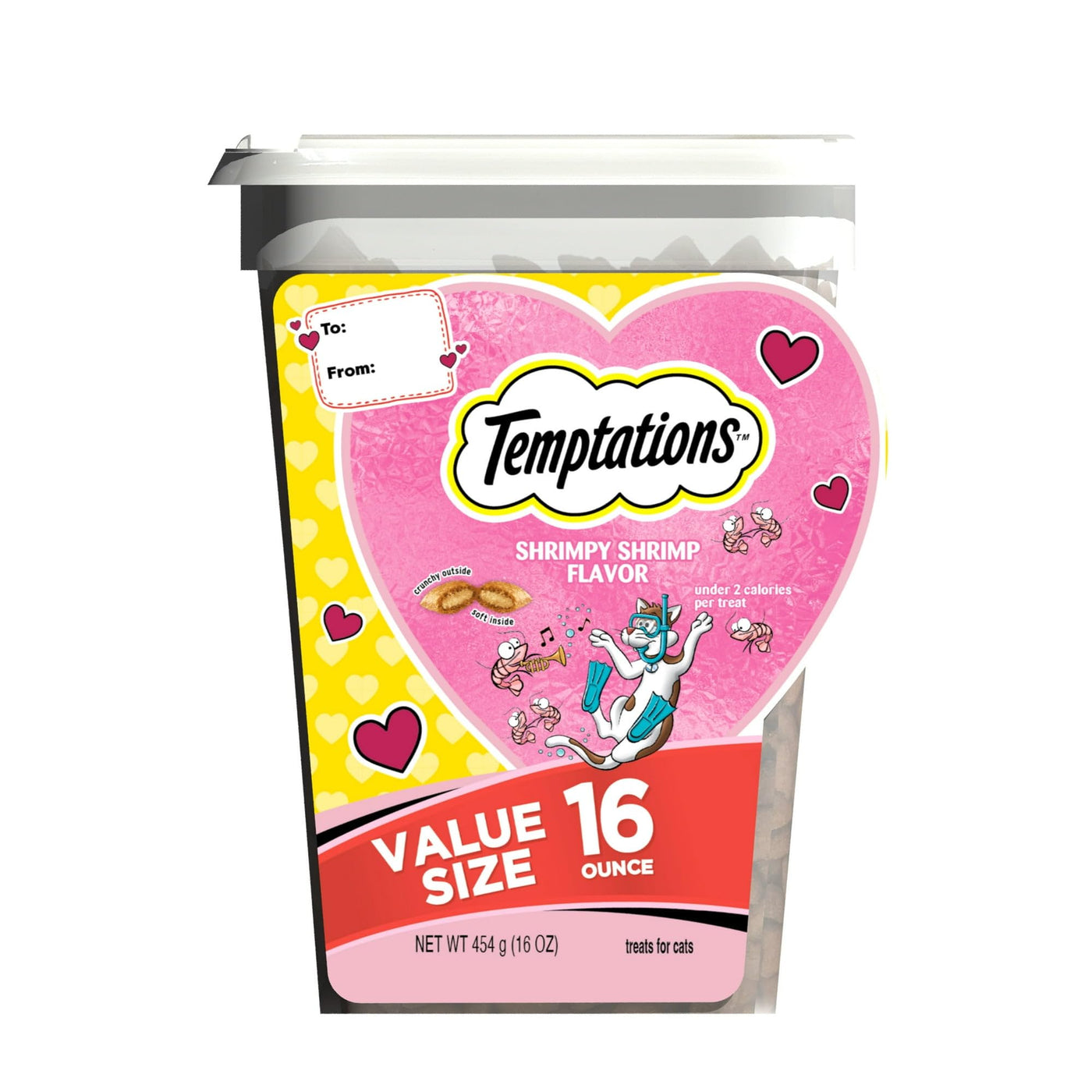 Classic Shrimpy Shrimp Flavor Limited Edition Valentine’S Day Cat Treats - Crunchy Outside Soft Inside - 16 Oz Tub