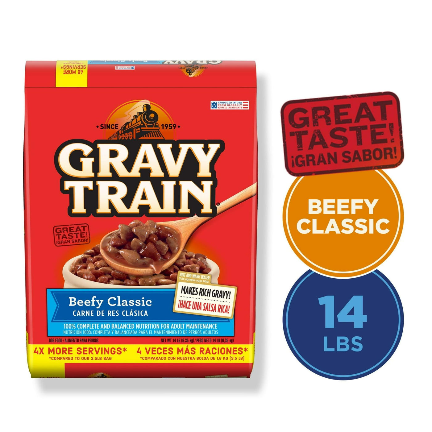 Trase A Beefy Classic Dry Dog Food - Essential Vitamins and Minerals for Healthy, Active Lives - Complete and Balanced Nutrition for Adult Dogs - 14 Lb. Bag