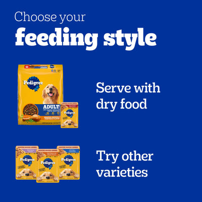 Trase A Pediigree Chopped Ground Dinner Adult Soft Wet Dog Food Variety Pack, 3.5 Oz Pouches (30 Pack) - Made with Real Chicken Or Real Beef, Serving A Flavor Your Dog Will Love.