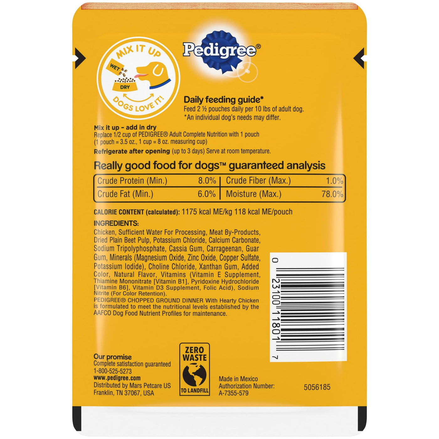 Trase A (5 Pack) Chopped Ground Dinner Meaty Ground with Hearty Chicken Wet Dog Food - 3.5 Oz Pouch - 100% Complete and Balanced Food for Adult Dogs