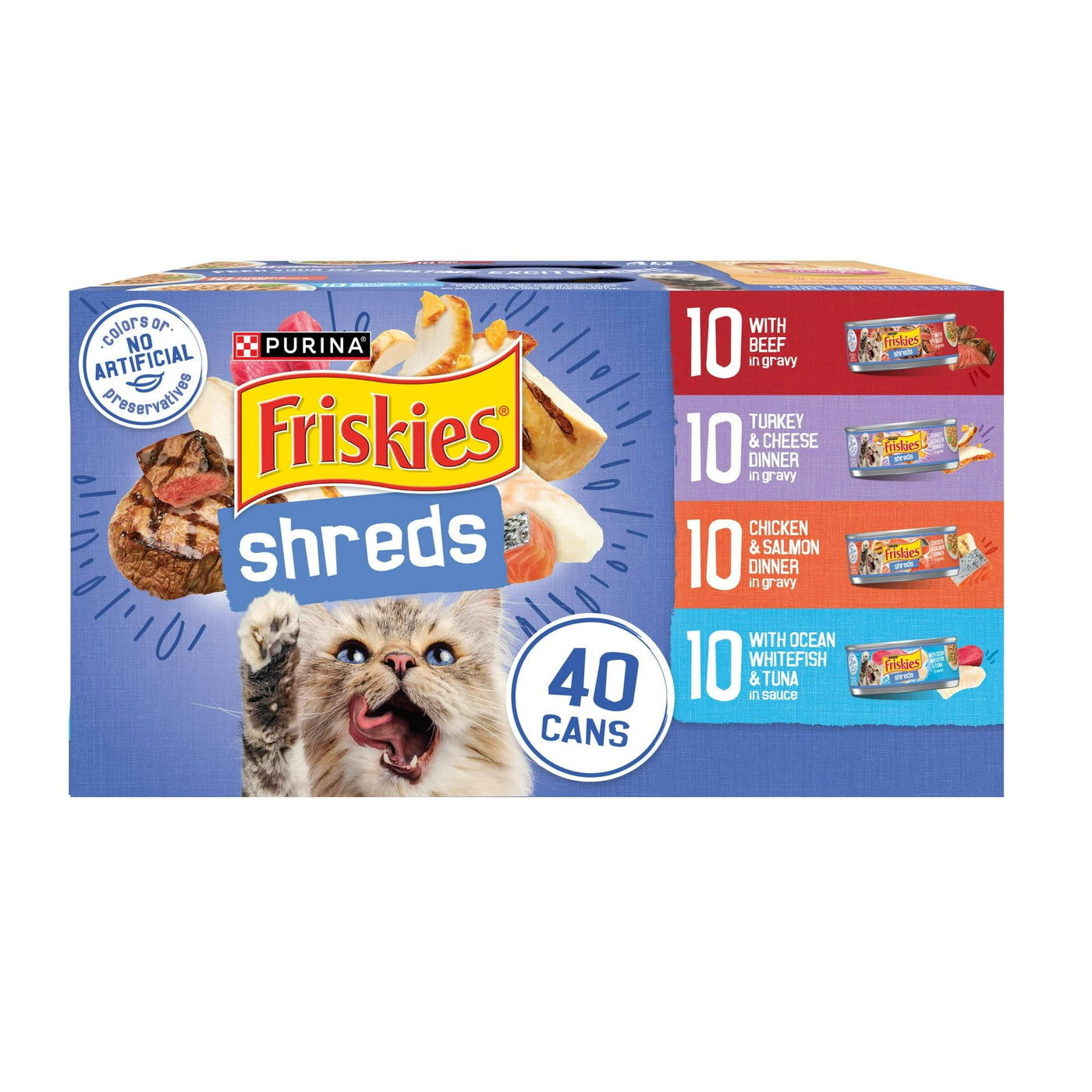 Trase A (2 Pack) Shreds Gravy Variety Pack Made with Real Beef, Seafood or Poultry - Wet Cat Food - Contains Essential Vitamins and Nutrients - 5.5 oz Cans, 40 Pack