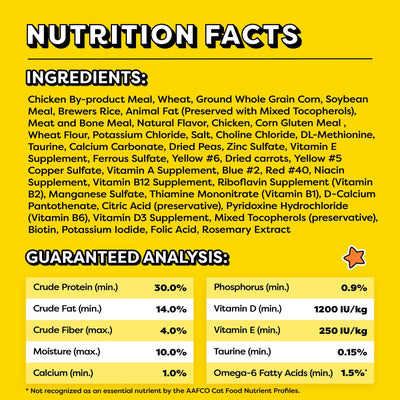 Trase A Tasty Chicken Flavor Adult Dry Cat Food - Made with Real Chicken - Crunchy & Creamy Pockets Mixed in - 35 Vitamins, Minerals, and Amino Acids - 3.15 lb Bag
