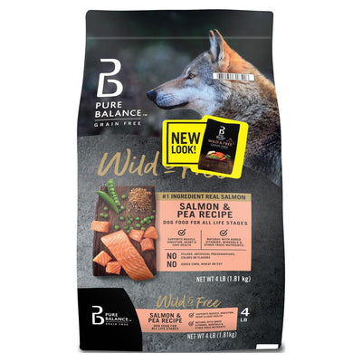 Wild & Free Salmon & Pea Recipe Dry Dog Food for Dogs of All Life Stages - Supports Muscle, Digestion, Heart, and Coat Health - Grain Free - 4 lbs