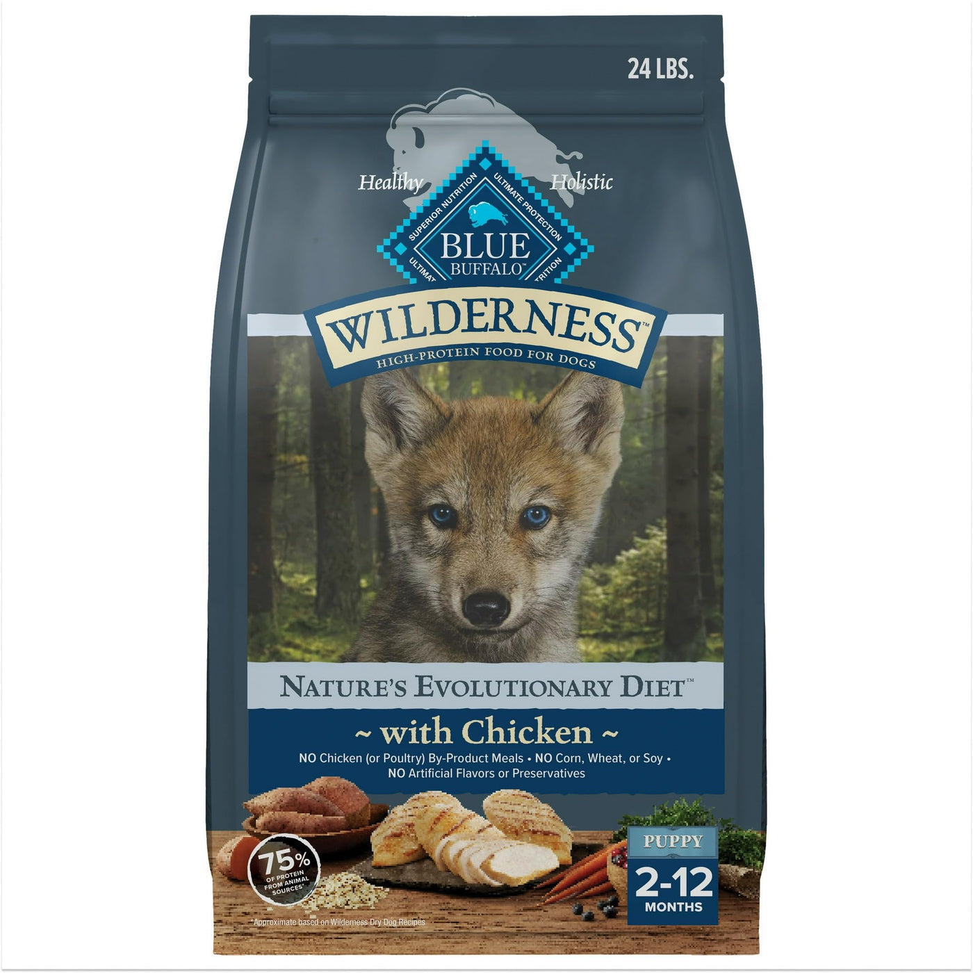 Trase A Wilderness High-Protein Natural Puppy Dry Food, Chicken Recipe - Formulated with Vitamins, Minerals, and Nutrients - 24 lb. Bag