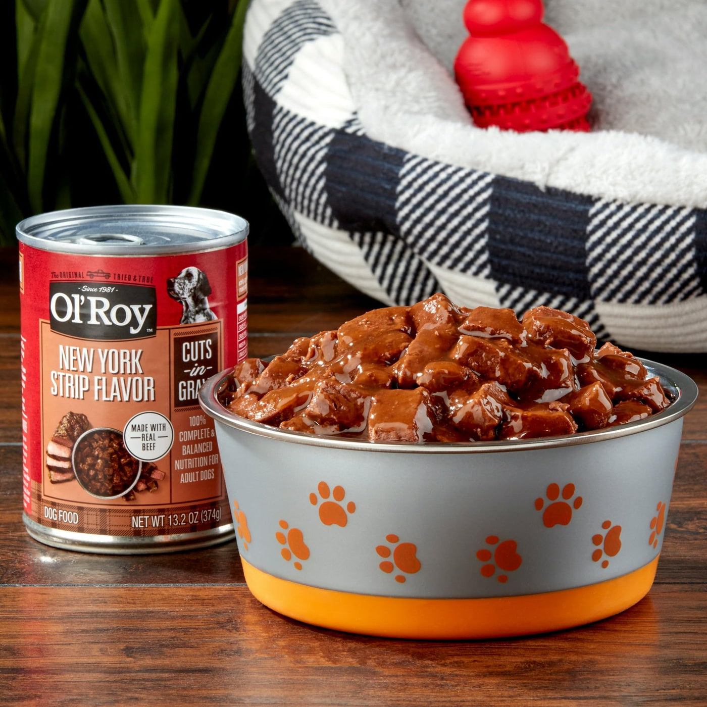 (4 Pack) New York Strip Flavor Cuts in Gravy Wet Dog Food - 13.2 Oz Can - 100% Complete and Balanced Nutrition for Adult Dogs