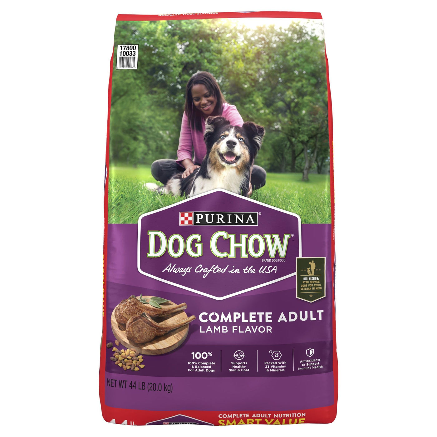 Trase A Purrina Dog Chow High Protein Real Lamb Flavor Dry Dog Food for Adult Dogs, Helps Clean Teeth, 44 lb Bag
