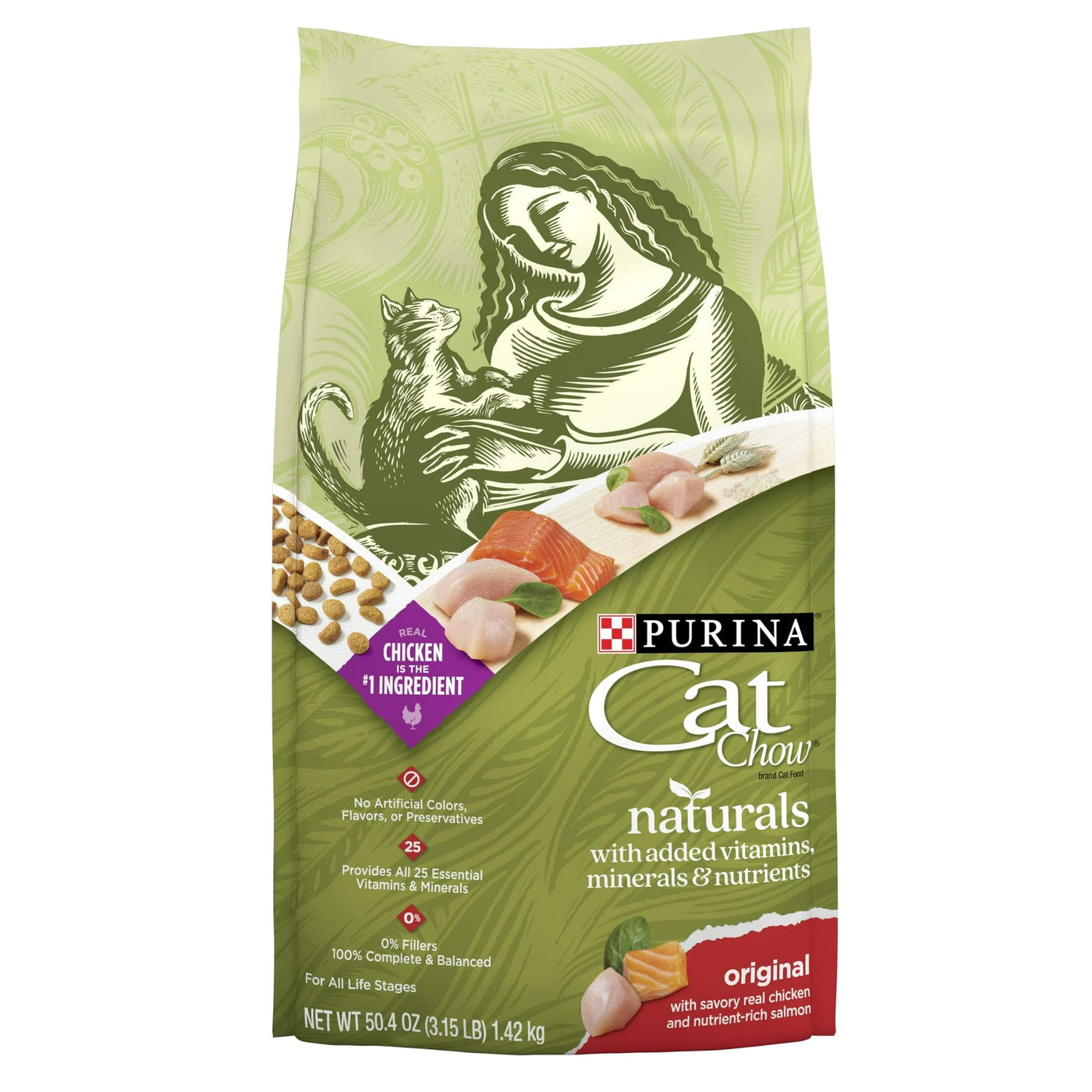 Trase A Naturals with Added Vitamins, Minerals and Nutrients Dry Cat Food - Naturals Original - Chicken & Salmon - 3.15 lb Bag