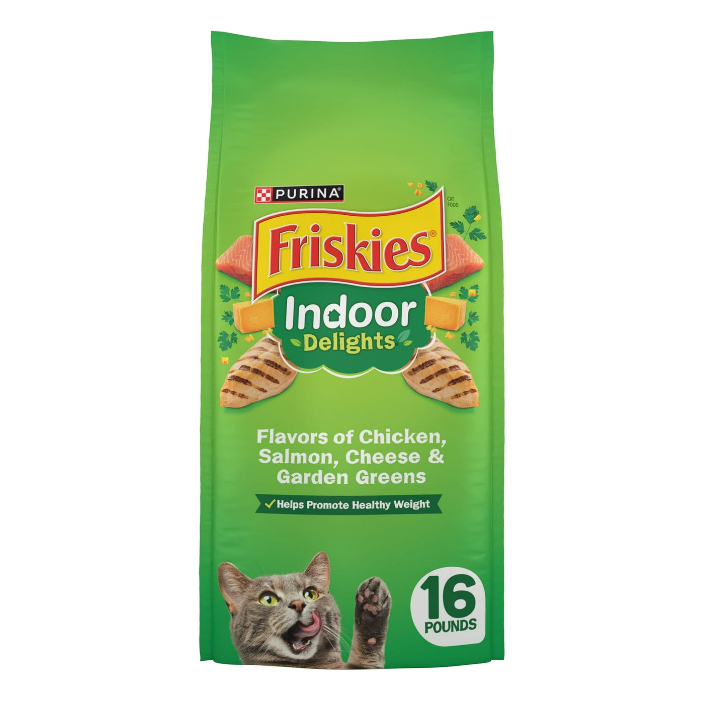 Trase A Indoor Delights Chicken & Salmon Dry Cat Food - Contains a Blend of Salmon, Chicken, Cheese and Garden Greens Flavors - Protein Supports Strong Muscles - 16 lb Bag