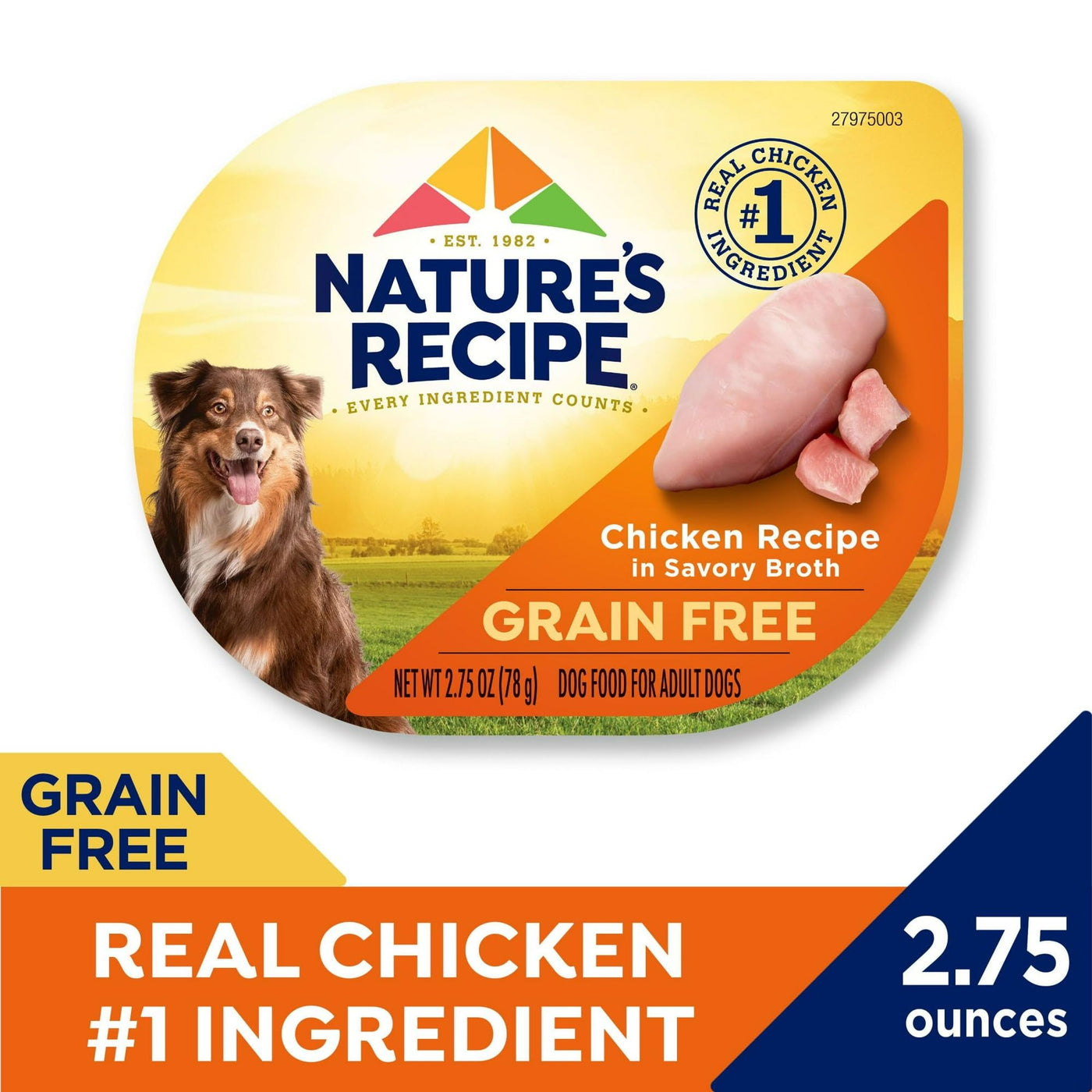 Trase A (4 Pack) Grain Free Chicken Recipe in Savory Broth Wet Dog Food - 2.75 oz. Cup - Includes Natural Ingredients with Added Vitamins, Minerals and Nutrients