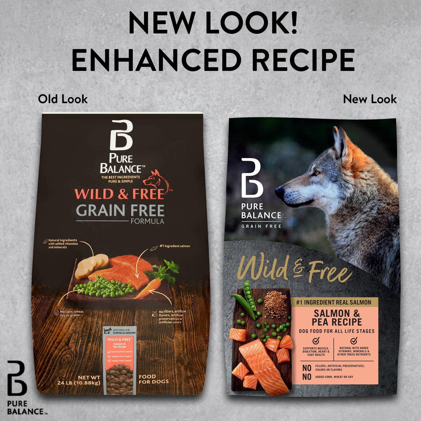 Wild & Free Salmon & Pea Recipe Dry Dog Food for Dogs of All Life Stages - Supports Muscle, Digestion, Heart, and Coat Health - Grain Free - 4 lbs