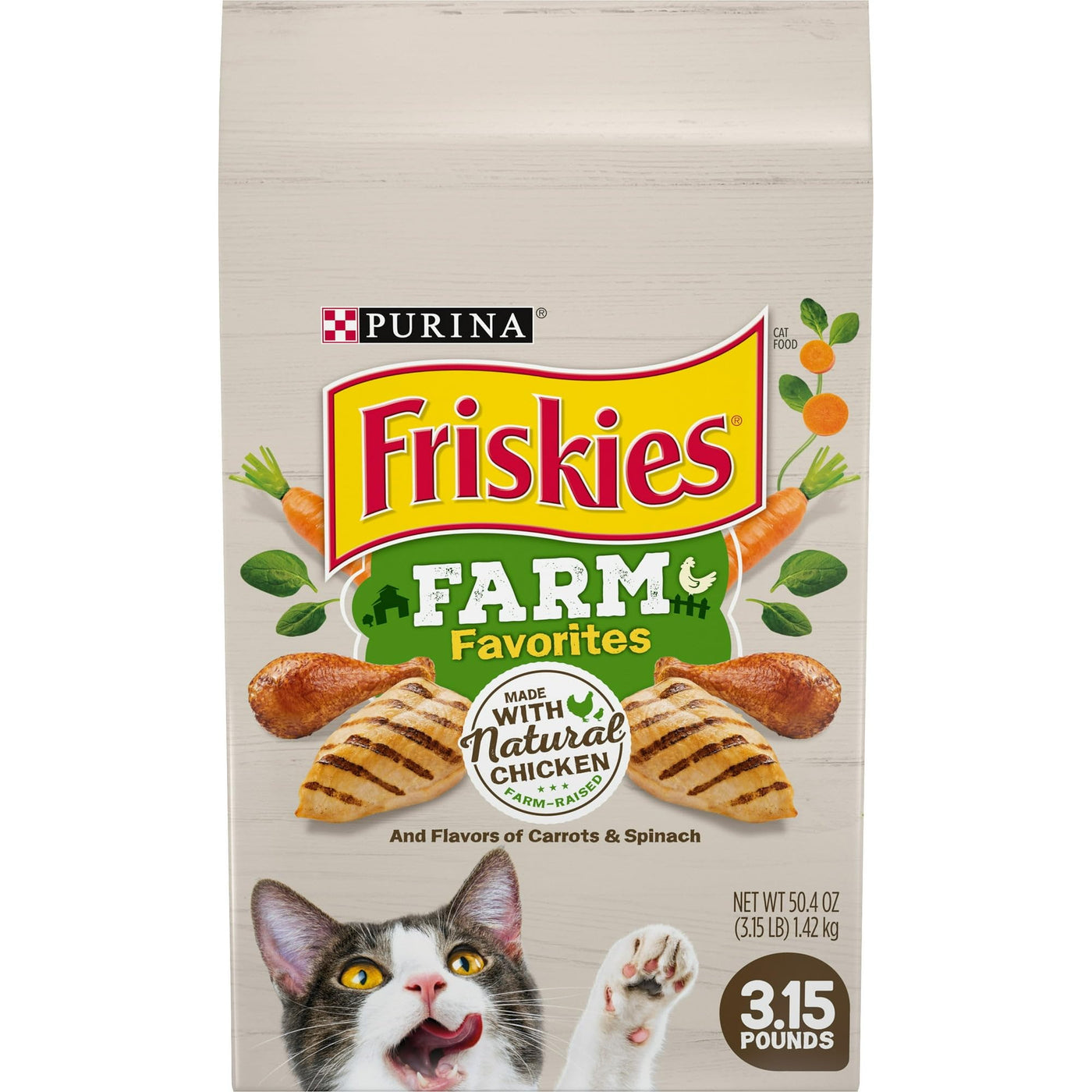 Trase A Farm Favorites Indoor Dry Cat Food - Chicken & Carrots - Contains Antioxidants to Help Support a Healthy Immune System - Made Without Artificial preservatives - 3.15 Lb Bag
