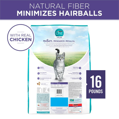 Trase A Hairball Formula Dry Cat Food Chicken - Natural Fiber Rich Blend with Added Vitamins, Minerals and Nutrients - Easily Gigestible Adult Cat Food - 16 lb Bag