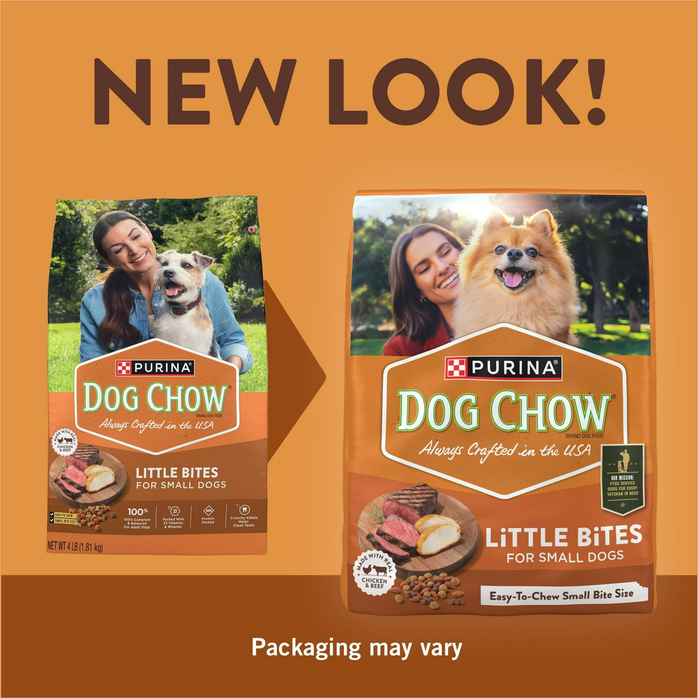 Little Bites with Real Chicken and Beef Dry Dog Food Small Breed Recipe - Crunchy Kibble Blend Helps Clean Dog Teeth - 4 lb Bag