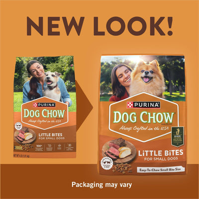 Little Bites with Real Chicken and Beef Dry Dog Food Small Breed Recipe - Crunchy Kibble Blend Helps Clean Dog Teeth - 4 lb Bag