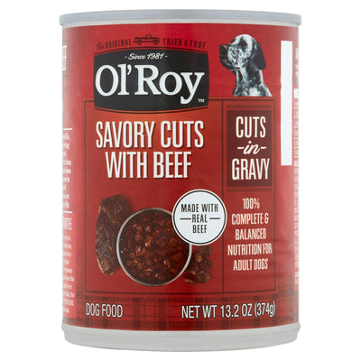 (4 Pack) Savory Cuts with Beef in Gravy Wet Dog Food - 13.2 Oz Can - 100% Complete and Balanced Nutrition for Dogs
