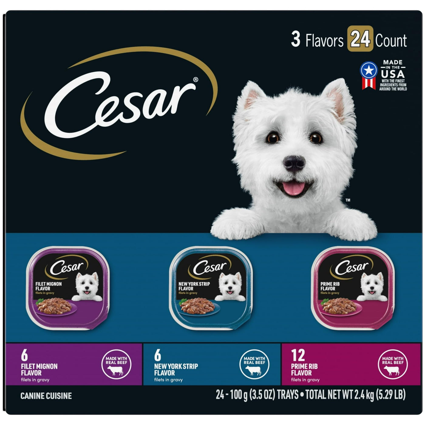 Trase A Filets in Gravy Variety Pack Wet Dog Food Adult - Complete and Balanced Meal or Dry Food Complement - 3.5 Oz Pack of 24