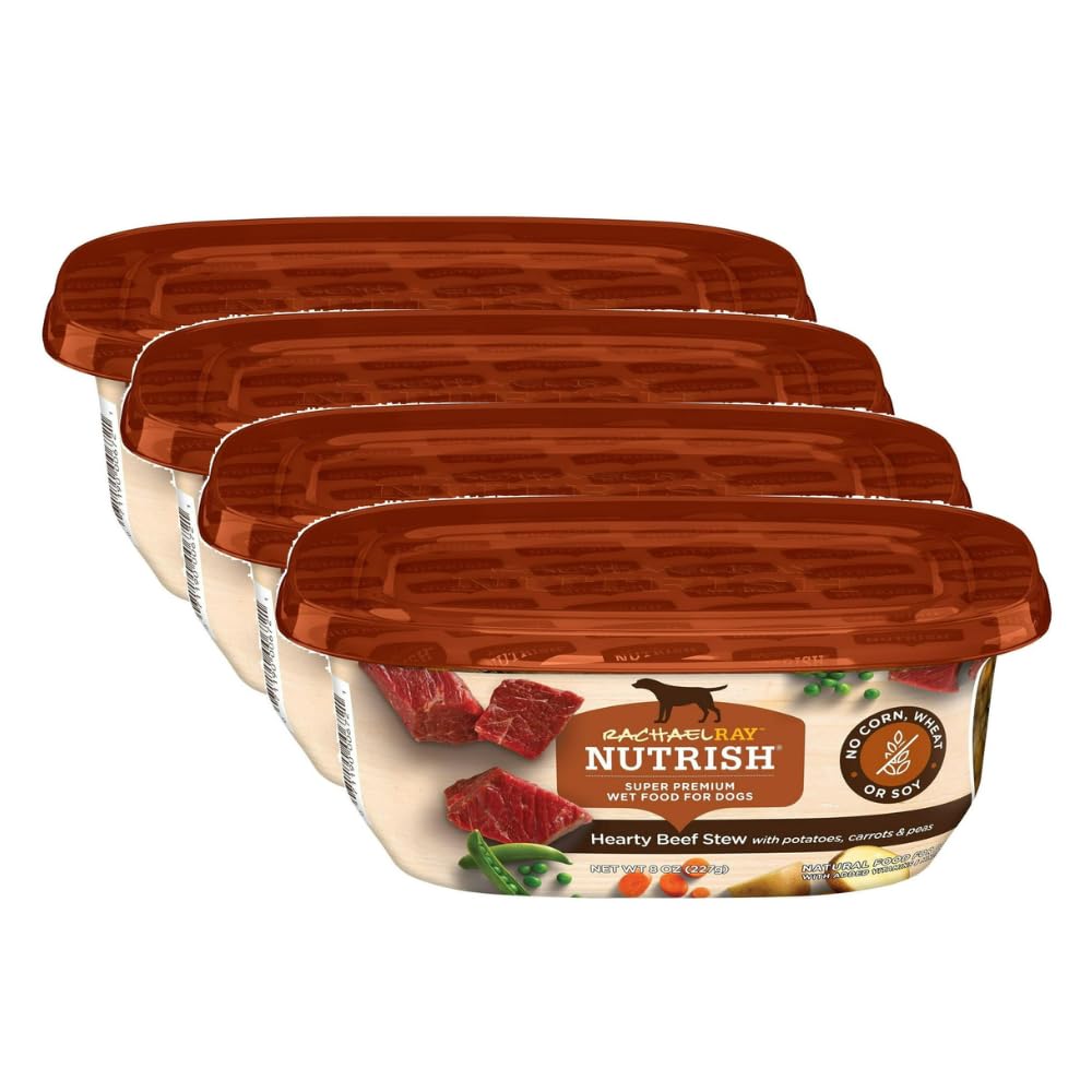 Trase A (4 Pack) Natural Wet Dog Food, Grain Free, Hearty Beef Stew - 8 Oz Tub - Made with Hearty Chunks of Beef and Wholesome Veggies