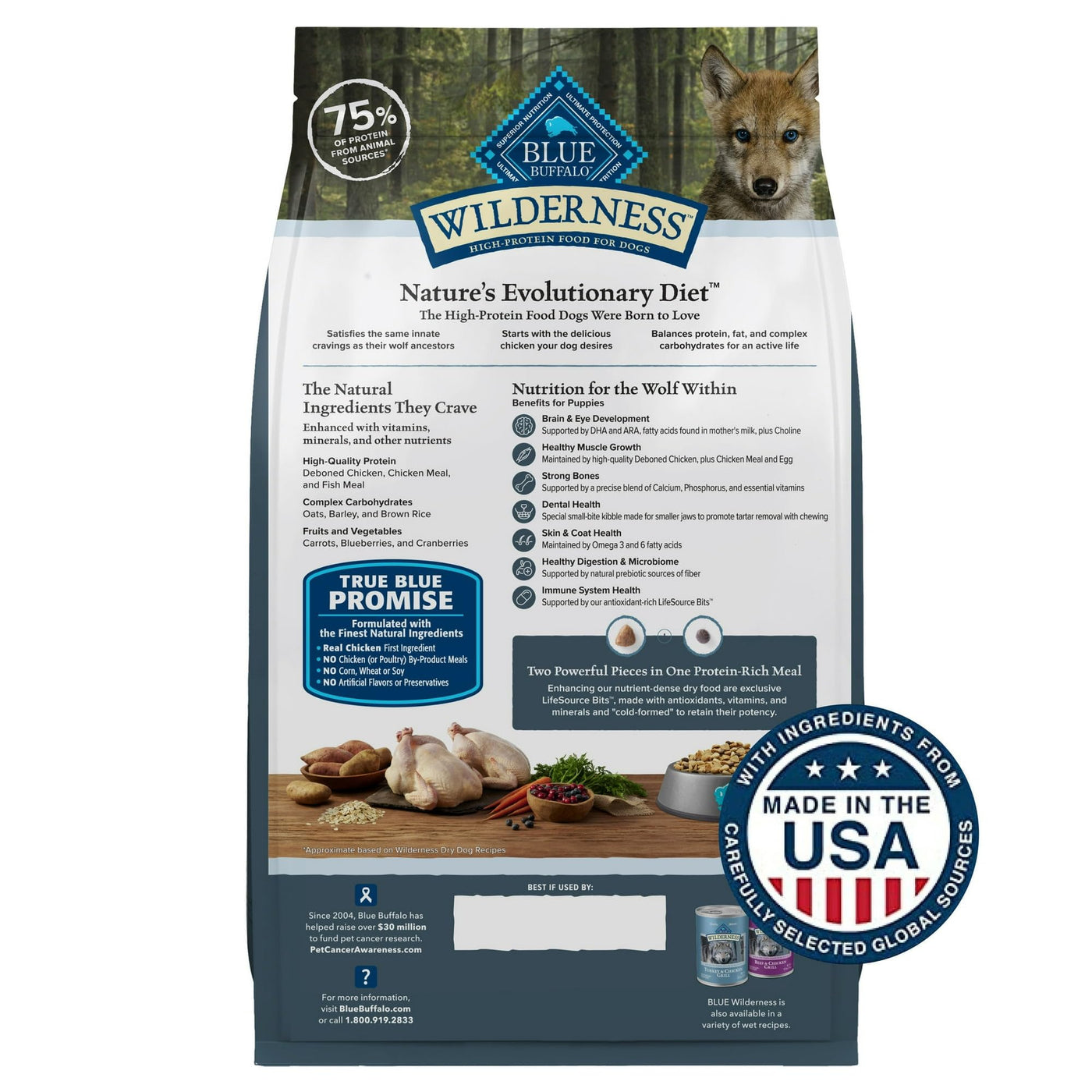 Trase A Wilderness High-Protein Natural Puppy Dry Food, Chicken Recipe - Formulated with Vitamins, Minerals, and Nutrients - 4.5 lb. Bag