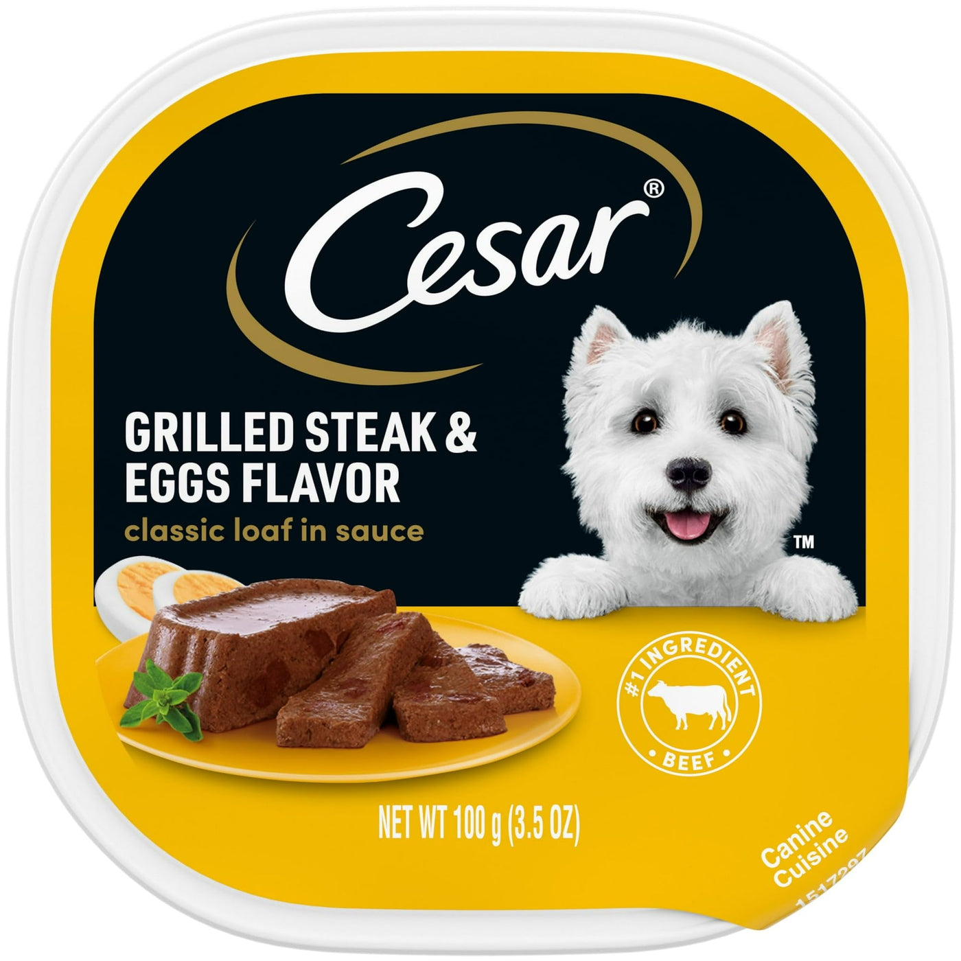 (6 Pack) Classic Loaf in Sauce Grilled Steak & Eggs Dog Food - 3.5 Oz Easy Peel Tray - Contains no Fillers, no Artificial Flavors, and is Formulated Without Grains