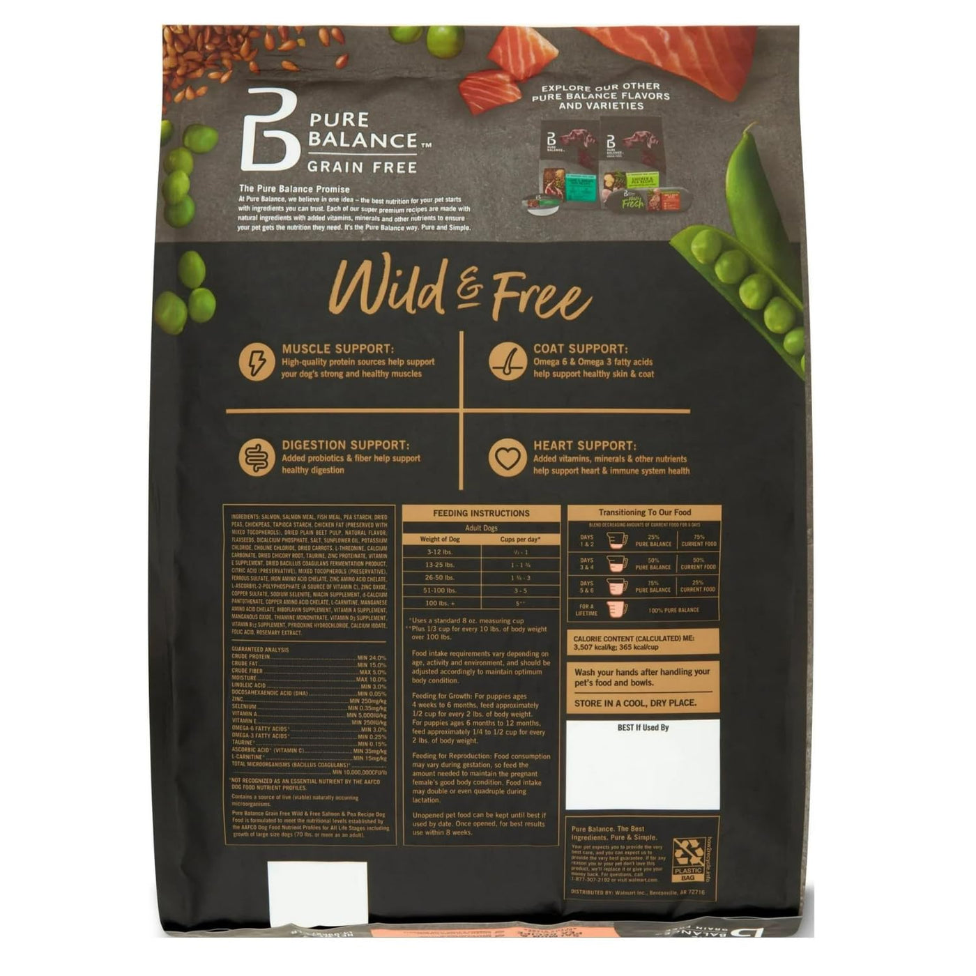 Trase A Wild & Free Salmon & Pea Recipe Dry Dog Food, Grain-Free, No Artificial Colors or Flavors, Complete Nutrition, 11 lbs