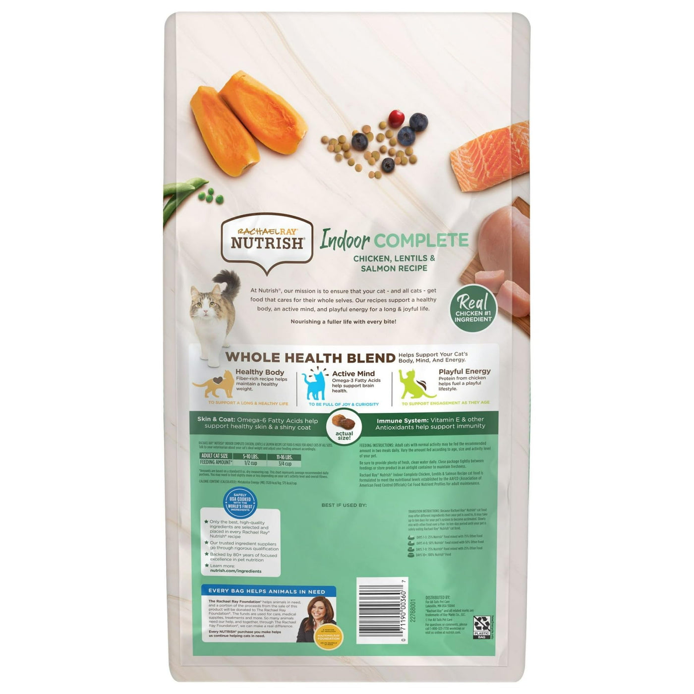 Trase A Rachael Ray Complete Chicken, Lentils & Salmon Recipe Dry Cat Food - Natural Cat Food for Adult Cats with Added Vitamins, Minerals and Other Nutrients - 3 lb. Bag
