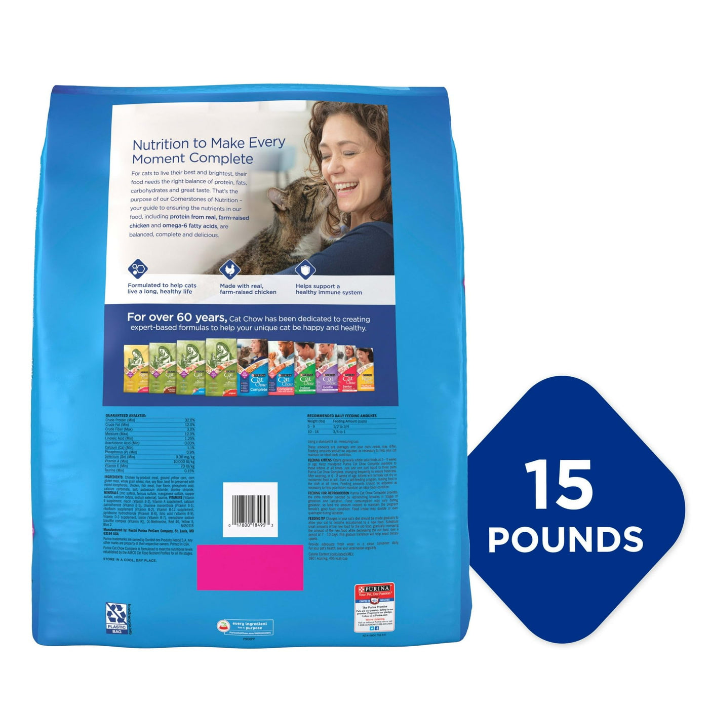 Trase A Dry Cat Food for Skin and Coat Care - Complete Cat Food Kibble - Ideal for Cats of All Ages - 25 Vitamins and Minerals - 15 lb Bag