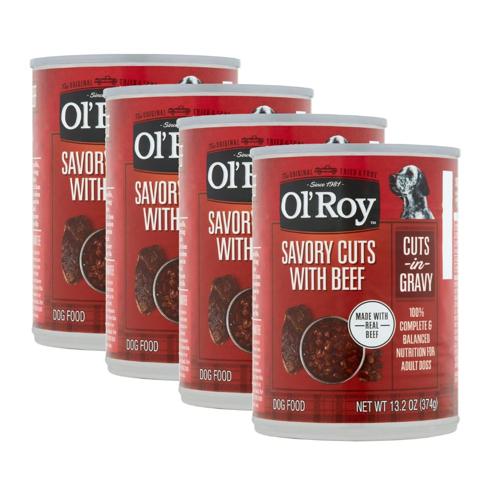 (4 Pack) Savory Cuts with Beef in Gravy Wet Dog Food - 13.2 Oz Can - 100% Complete and Balanced Nutrition for Dogs