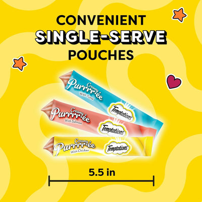 (10 Pack) Creamy Puree with Chicken, Salmon, and Tuna Lickable, Squeezable Cat Treats 24-Packs of 12G Pouches