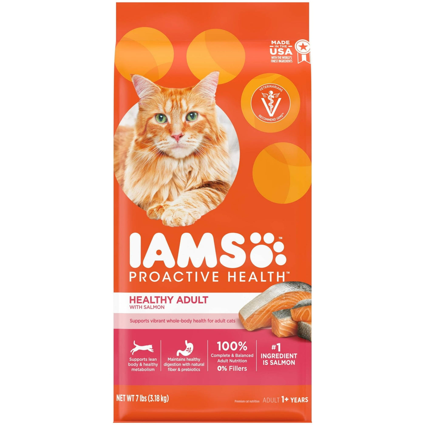 Trase A Proactive Health Healthy Adult Dry Cat Food with Real Salmon - Dry Cat Food Supports Whole Body Health with Essential Nutrients - Support a Strong Immune System - 7 Lb Bag
