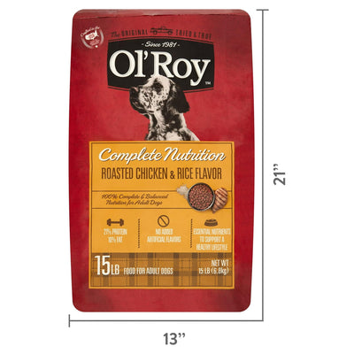 Trase A Complete Nutrition Roasted Chicken & Rice Flavor Dry Dog Food - Contains Essential Nutrients to Support a Healthy Lifestyle - No Added Artificial Flavors - 15 lbs