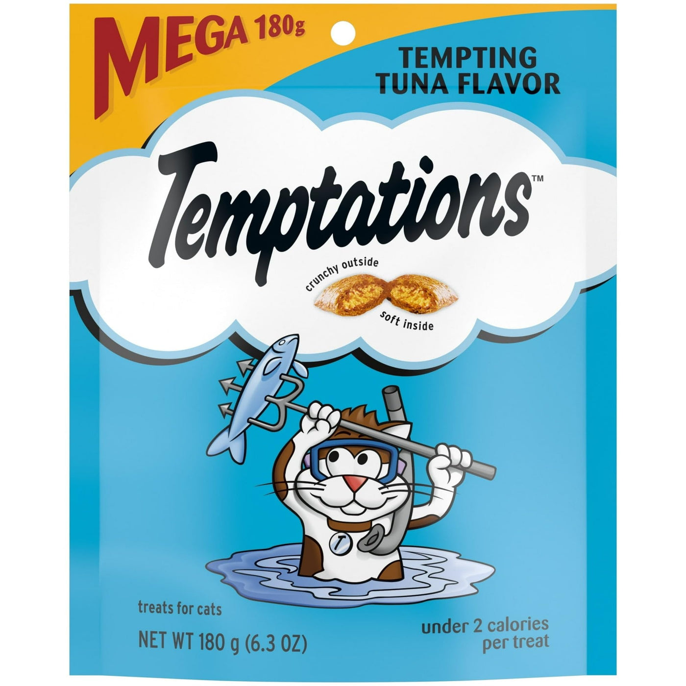 Classic Tempting Tuna Flavor Crunchy and Soft Dry Dry Cat Treats - Complete and Balanced Nutrition for Adult Cat Maintenance - 6.3 oz Pouch