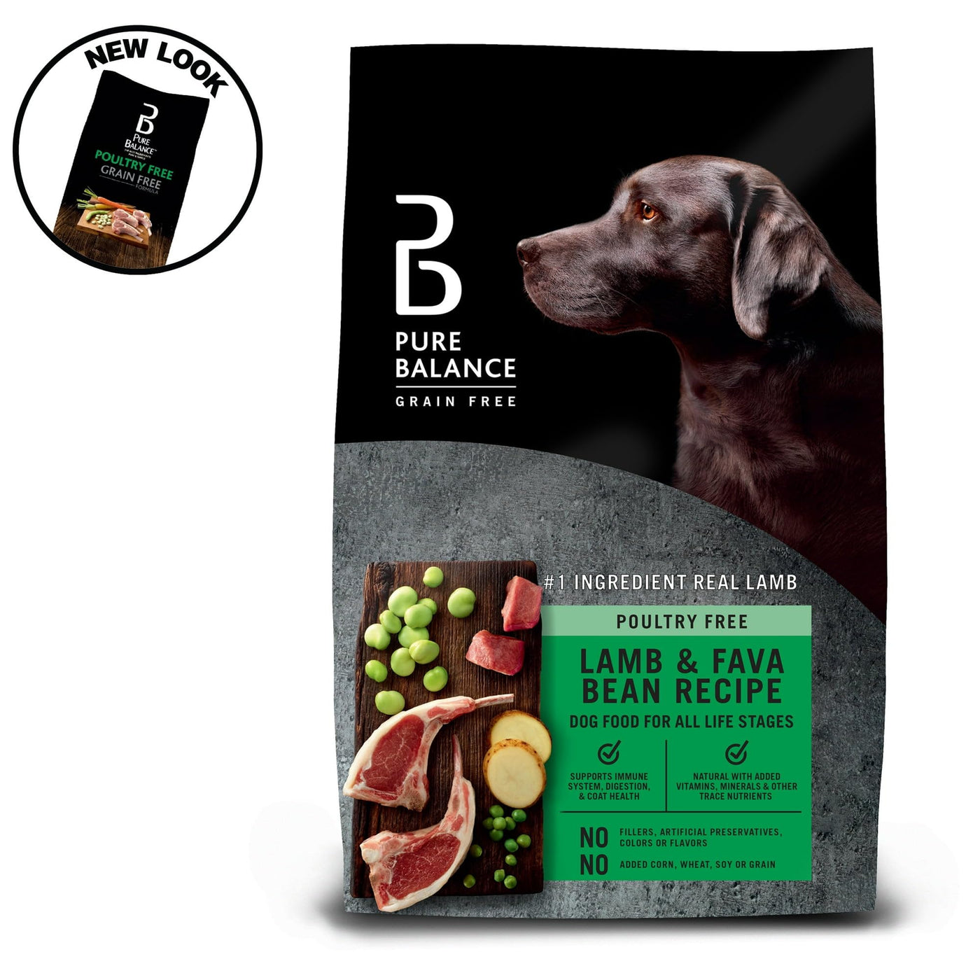 Grain-Free Dry Dog Food - Poultry Free Lamb and Fava Bean Recipe - Supports Immune System, Digestion, and Coat Health - No Corn, Wheat, Grain, or Soy Ingredients - 4 lbs