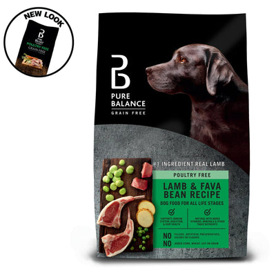 Grain-Free Dry Dog Food - Poultry Free Lamb and Fava Bean Recipe - Supports Immune System, Digestion, and Coat Health - No Corn, Wheat, Grain, or Soy Ingredients - 4 lbs