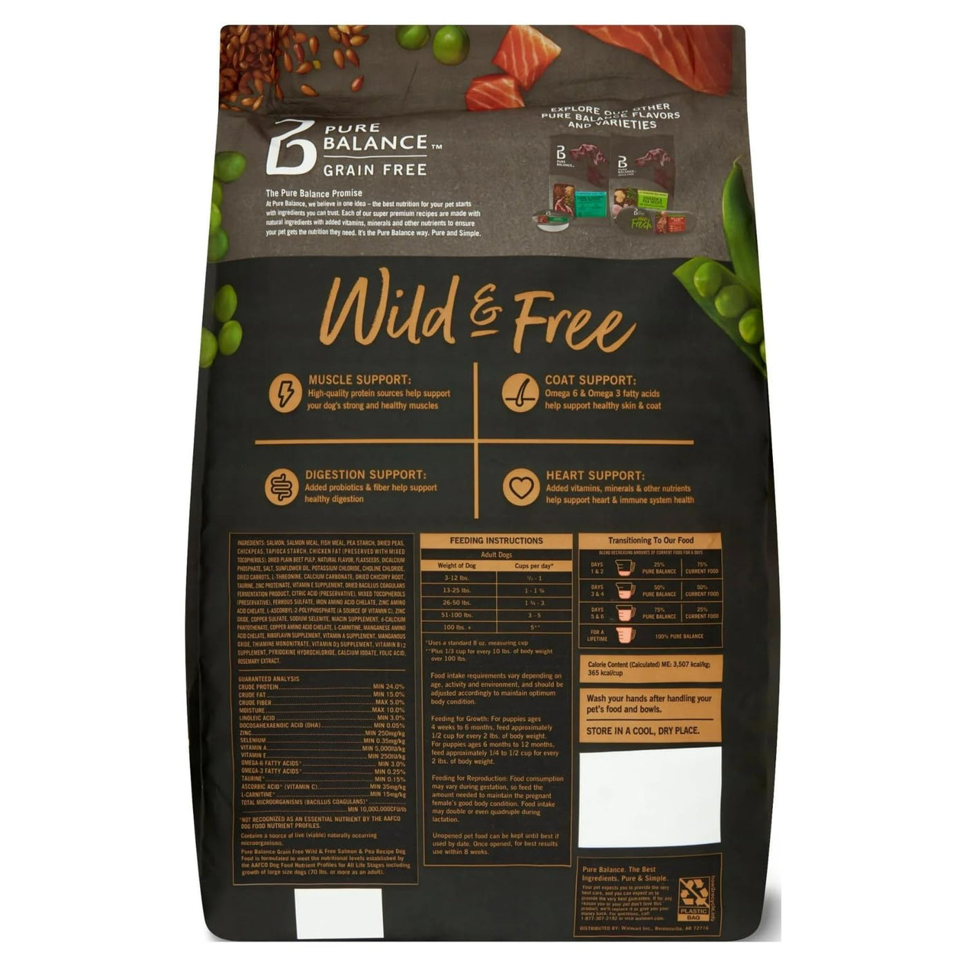 Trase A Wild & Free Salmon & Pea Recipe Dry Dog Food, Grain-Free, No Artificial Colors or Flavors, Complete and Balanced Nutrition, 24 lbs