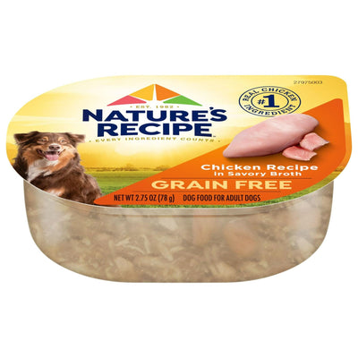 Trase A (4 Pack) Grain Free Chicken Recipe in Savory Broth Wet Dog Food - 2.75 oz. Cup - Includes Natural Ingredients with Added Vitamins, Minerals and Nutrients