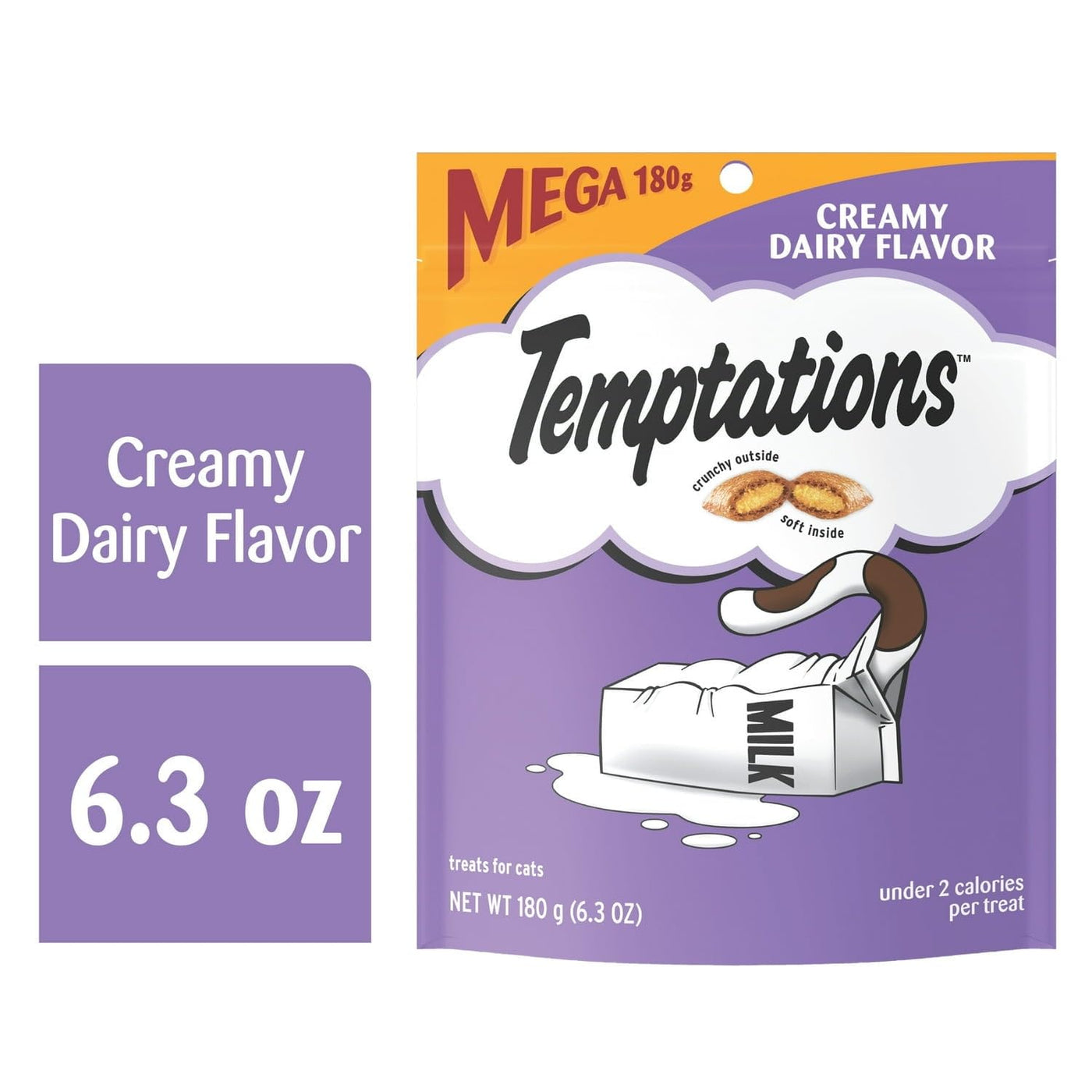 Classic Creamy Dairy Flavor Crunchy and Soft Dry Cat Treats - Complete and Balanced Nutrition for Adult Cat Maintenance - 6.3 oz Pouch
