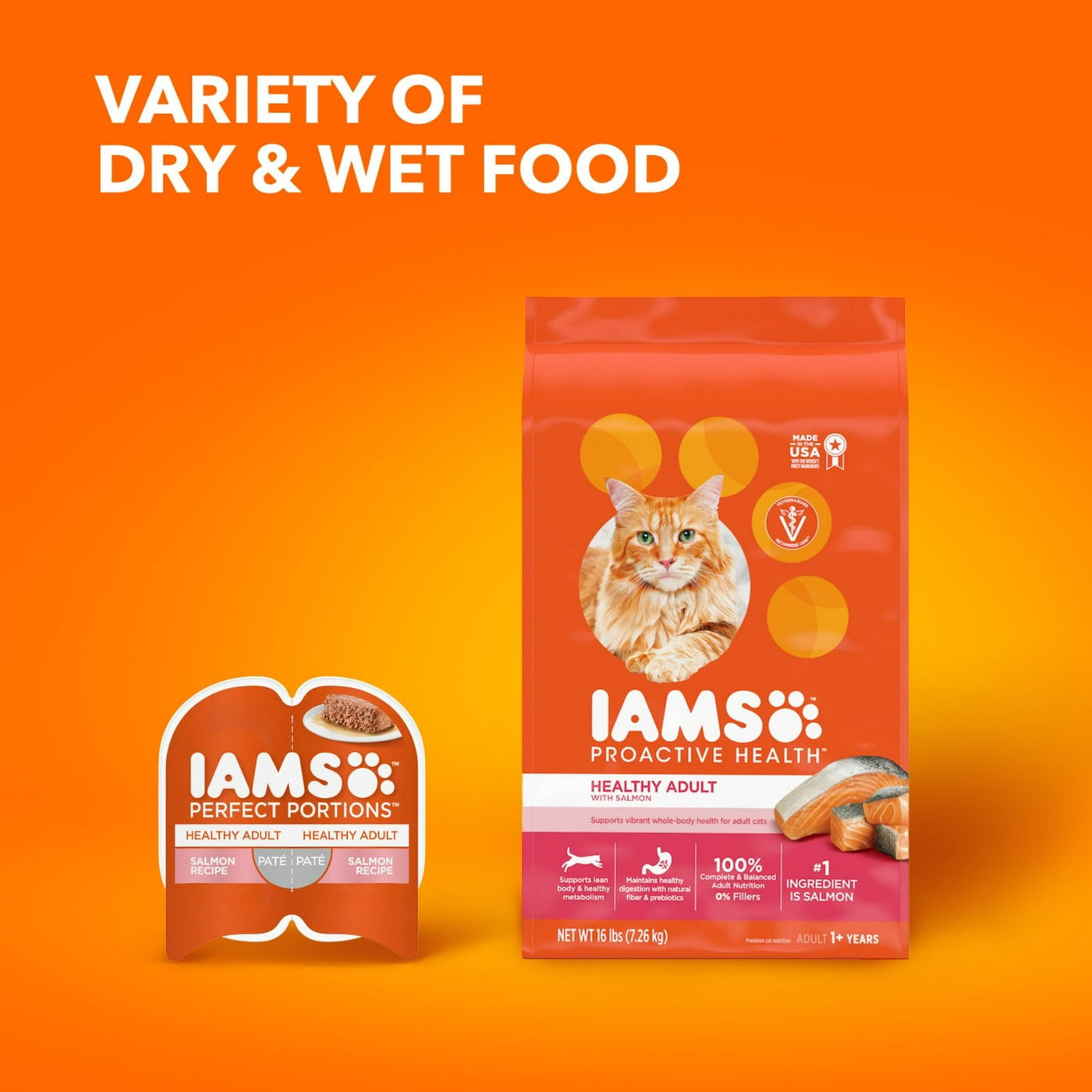 Trase A Proactive Health Healthy Adult Dry Cat Food with Real Salmon - Dry Cat Food Supports Whole Body Health with Essential Nutrients - Support a Strong Immune System - 7 Lb Bag