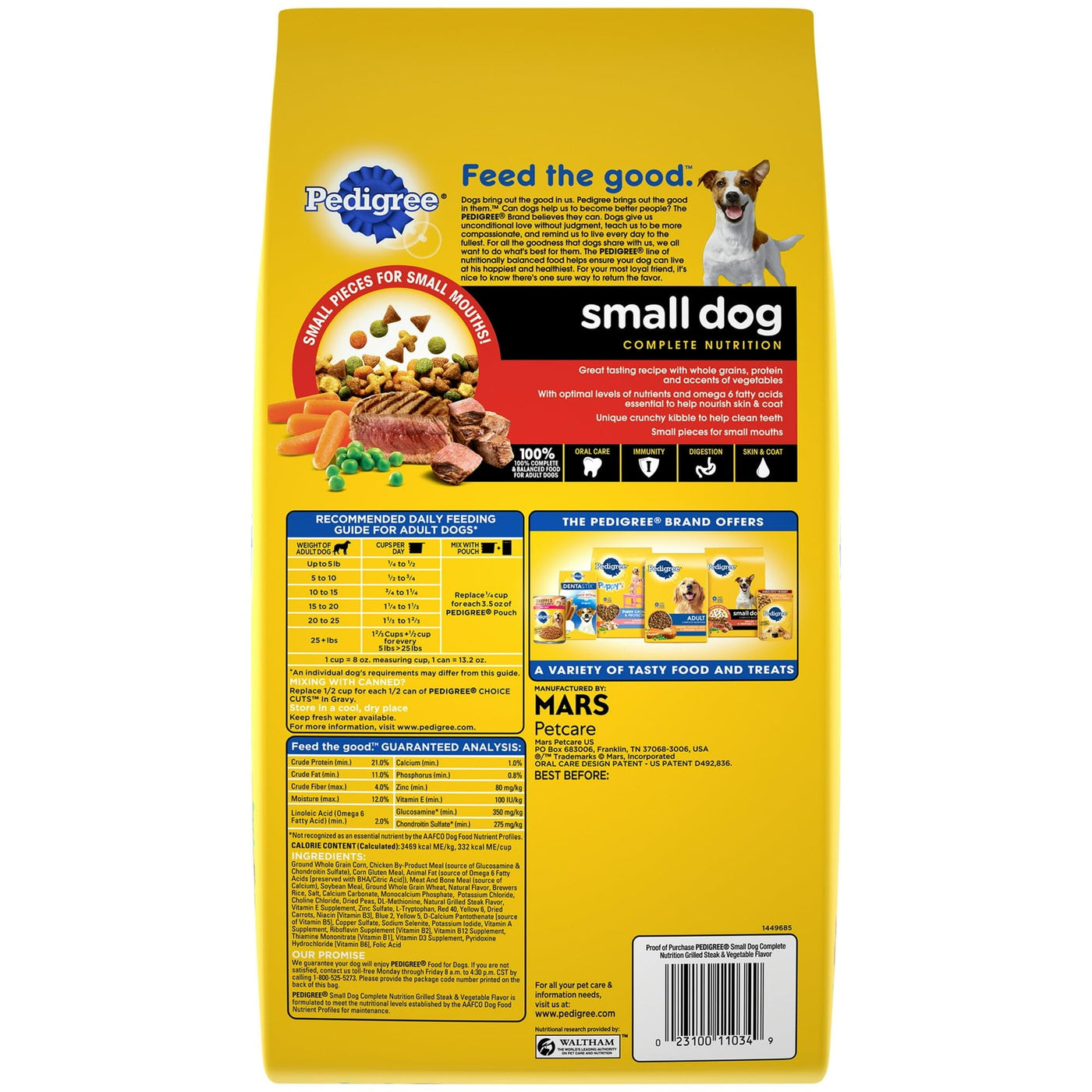 Trase A Small Dog Complete Nutrition Adult Dry Dog Food Grilled Steak and Vegetable Flavor - Maintain a Healthy Lifestyle - 3.5 lb Bag