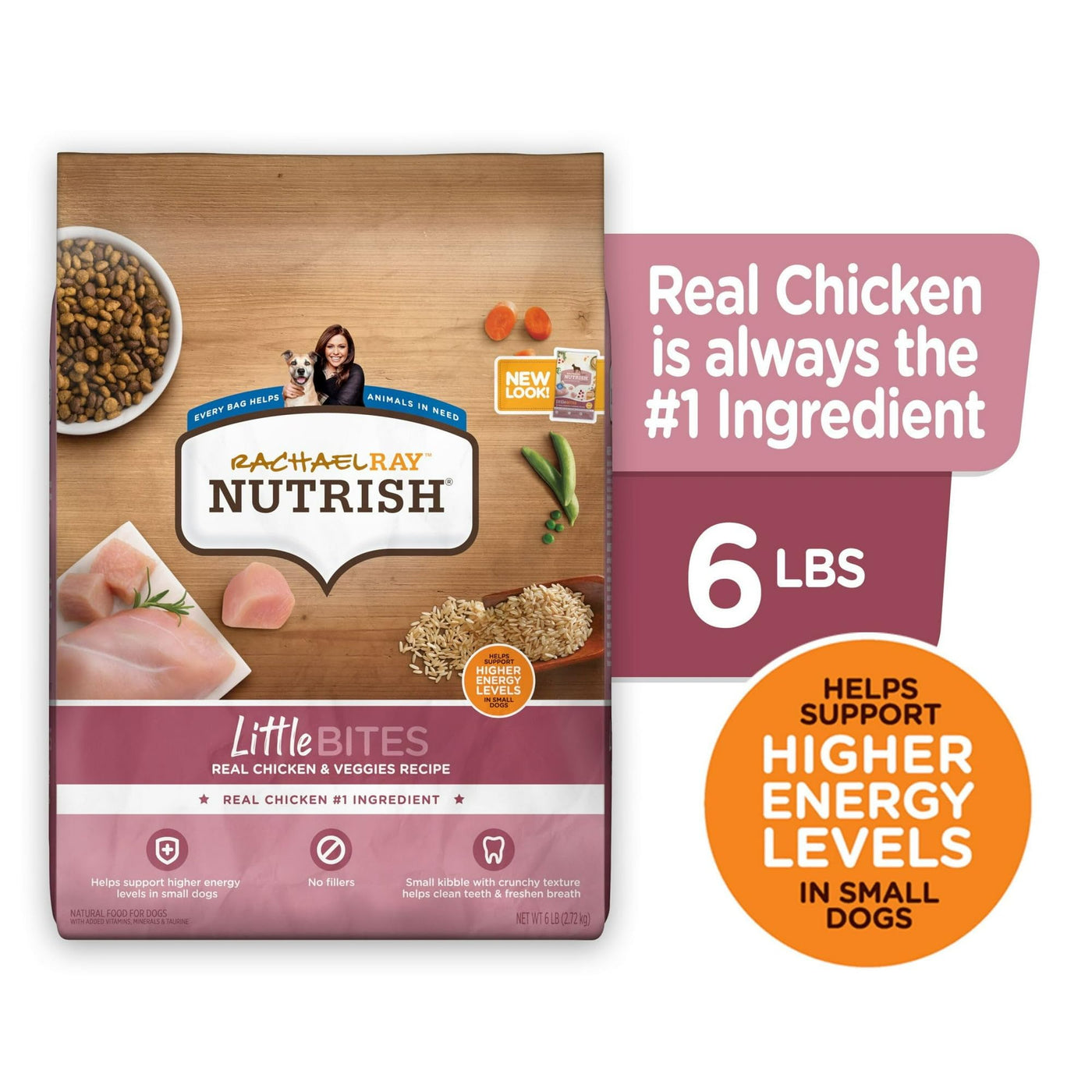 Trase A Little Bites Real Chicken & Veggies Recipe Dry Dog Food with Added Vitamins, Minerals and Taurine - Small Kibble Dog Food with Crunchy Texture - 6 lb. Bag