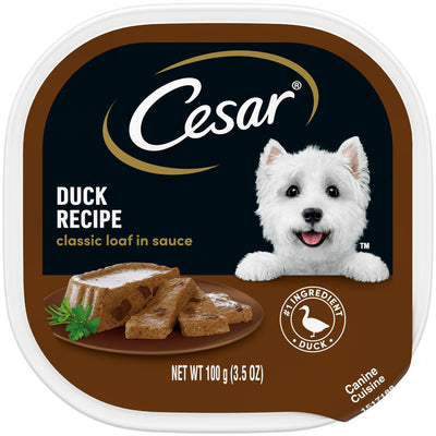(6 Pack) Classic Loaf in Sauce Duck Recipe Wet Dog Food Adult - 3.5 Oz Easy Peel Tray - Complete and Balanced and Fortified with Vitamins and Minerals to Help Dogs